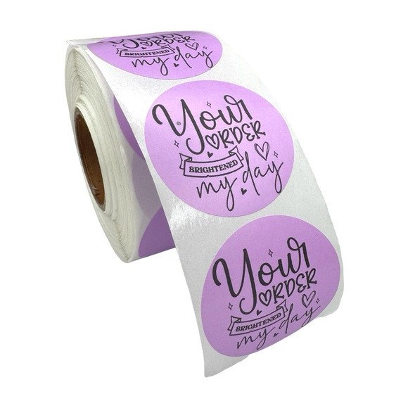 Thank you sticker / your order brightened my day sticker label for business 2" - Picture 2 of 4